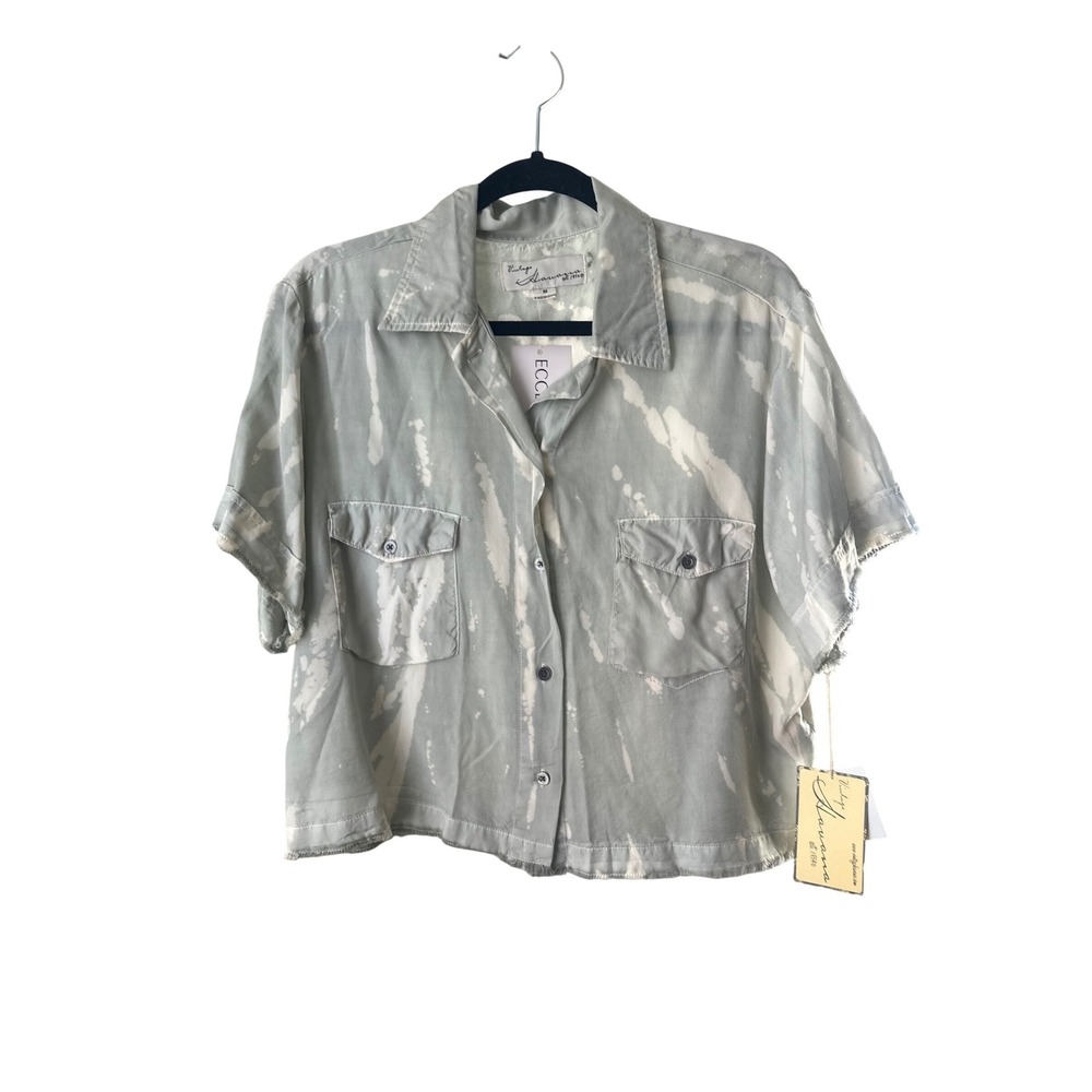 Vintage Havana Savannah Tie-Dye Button Down Shirt Sandbar Grey Grunge, Indie, M